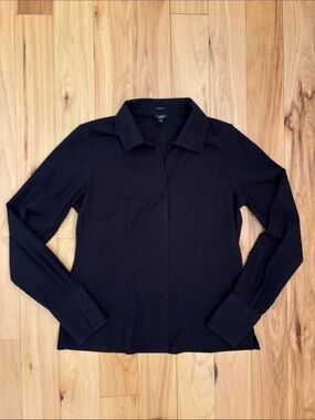 TALBOTS | Black Button-Down Wrinkle Resistant Preppy Minimalist Shirt | Size 10